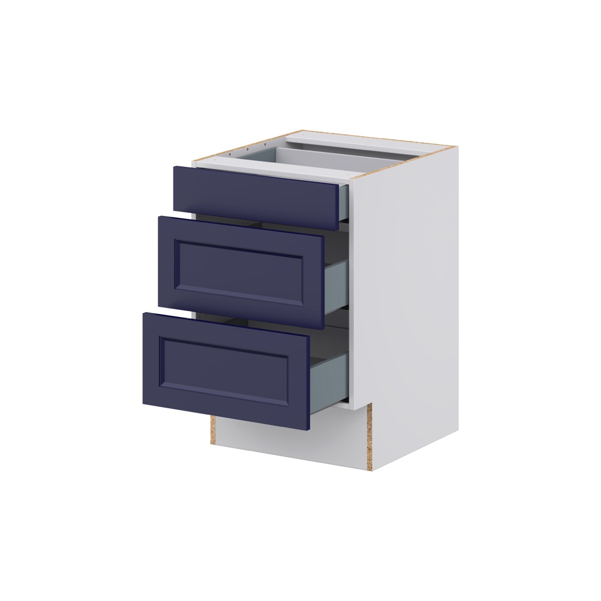 Devon Painted Blue Recessed Assembled 21 in. W x 32.5 in. H x 23.75 in. D ADA 3 Drawers Base Kitchen Cabinet
