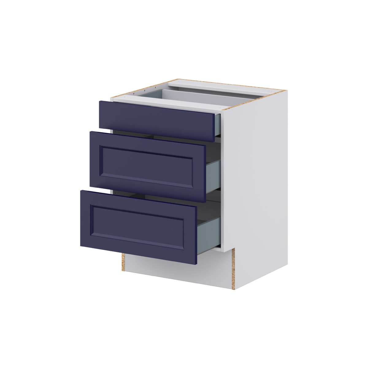 Devon Painted Blue Recessed Assembled 24 in. W x 32.5 in. H x 23.75 in. D ADA 3 Drawers Base Kitchen Cabinet