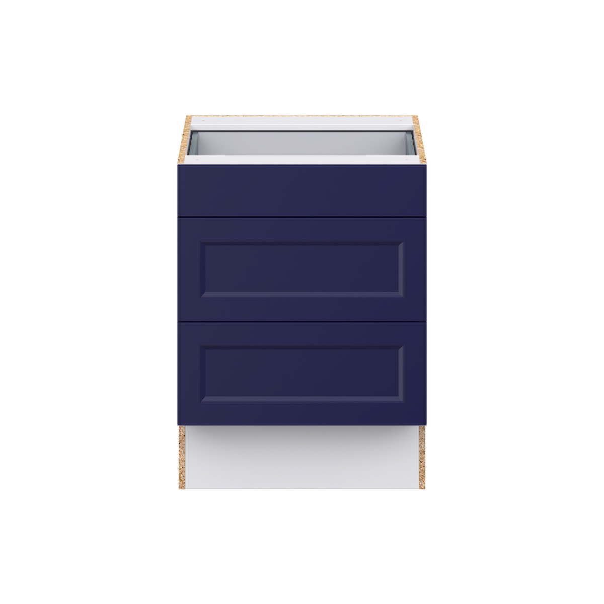 Devon Painted Blue Recessed Assembled 24 in. W x 32.5 in. H x 23.75 in. D ADA 3 Drawers Base Kitchen Cabinet
