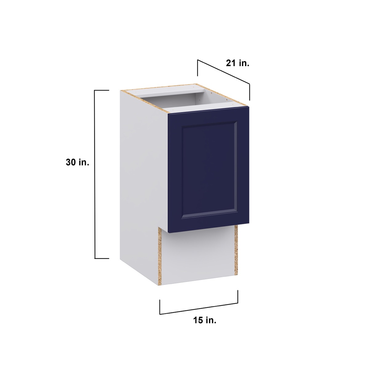 Devon Painted Blue Recessed Assembled 15 in. W x 30 in. H x 21 in. D Accessible ADA Vanity Base Kitchen Cabinet