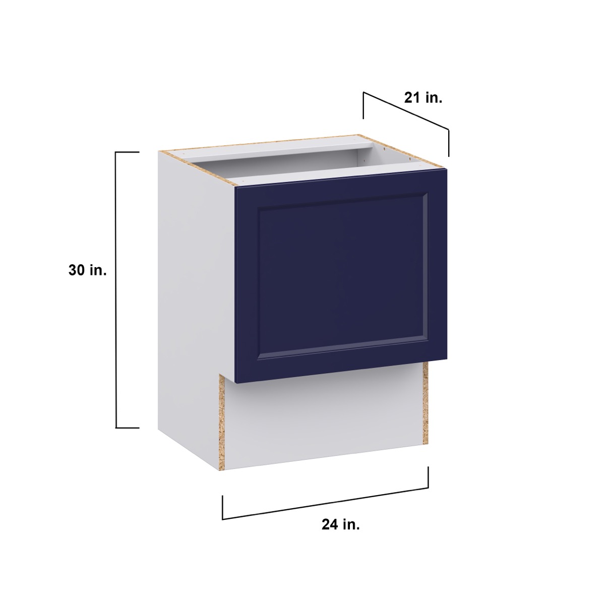 Devon Painted Blue Recessed Assembled 24 in. W x 30 in. H x 21 in. D Accessible ADA Vanity Base Kitchen Cabinet