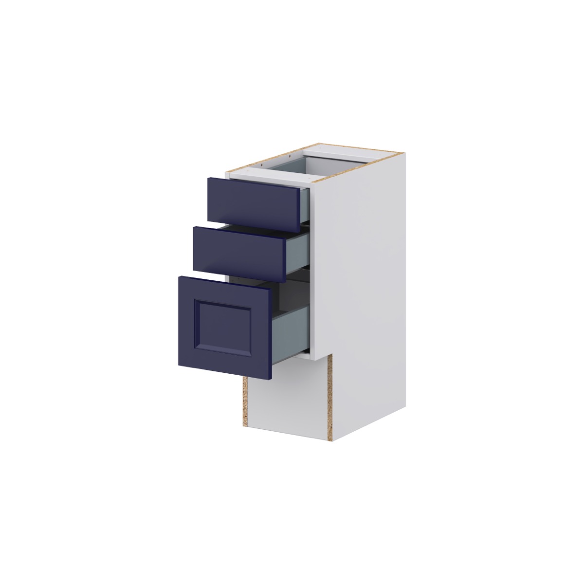 Devon Painted Blue Recessed Assembled 12 in.W x 30 in. H x 21 in.D Vanity ADA 3 Drawers Base Kitchen Cabinet