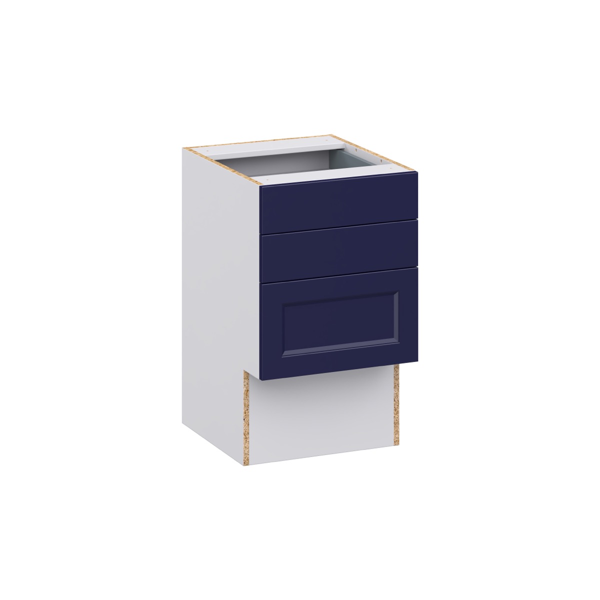 Devon Painted Blue Recessed Assembled 18 in.W x 30 in. H x 21 in.D Vanity ADA 3 Drawers Base Kitchen Cabinet