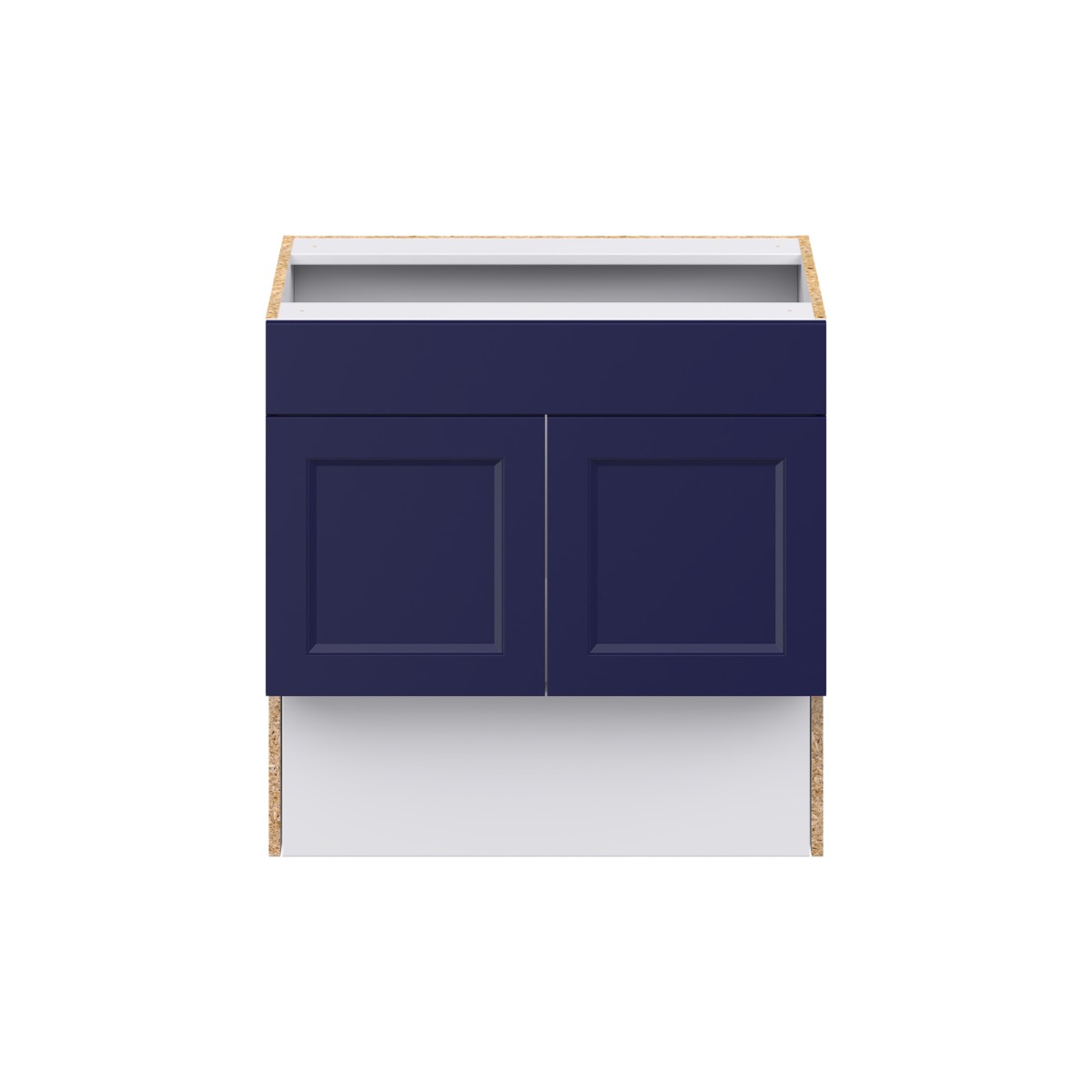 Devon Painted Blue Recessed Assembled 30 in. W x 30 in. H x 21 in. D ADA Remove Front Vanity Sink Base Kitchen Cabinet