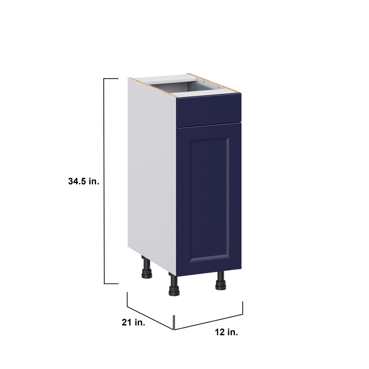 Devon Painted Blue Recessed Assembled 12 in. W x 34.5 in. H x 21 in.D Vanity 1 Drawer Base Kitchen Cabinet