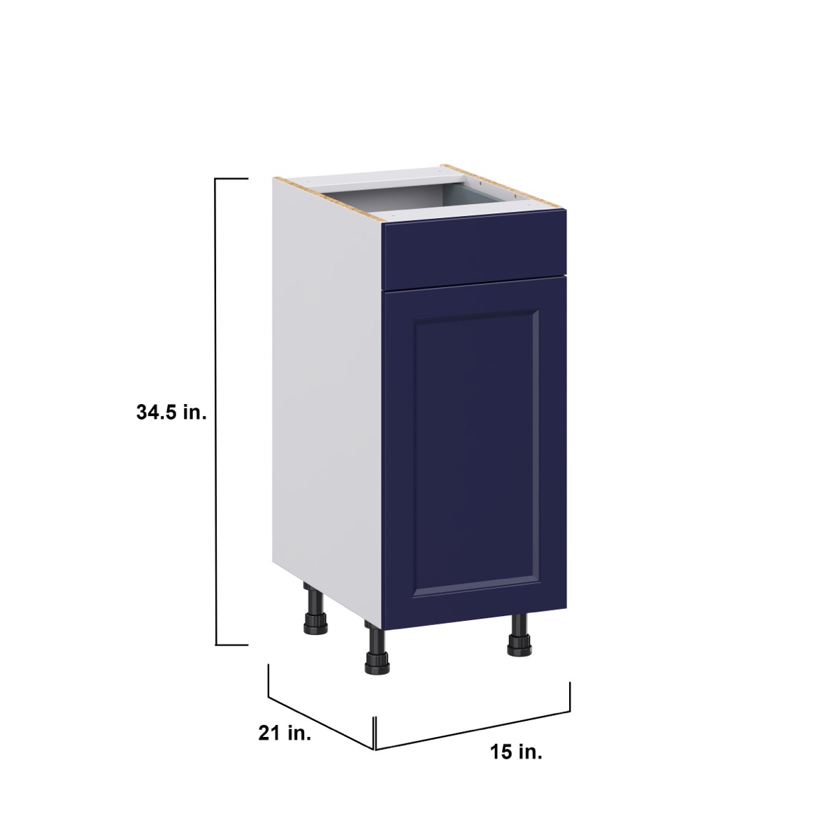 Devon Painted Blue Recessed Assembled 15 in. W x 34.5 in. H x 21 in. D Vanity 1 Drawer Base Kitchen Cabinet
