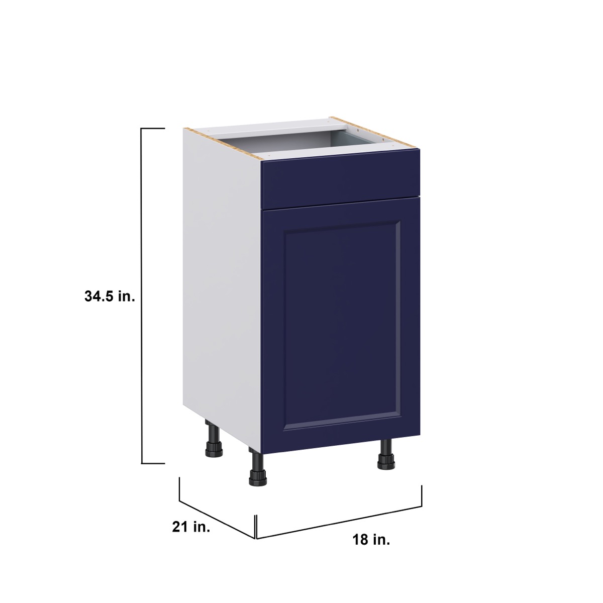 Devon Painted Blue Recessed Assembled 18 in. W x 34.5 in. H x 21 in. D Vanity 1 Drawer Base Kitchen Cabinet
