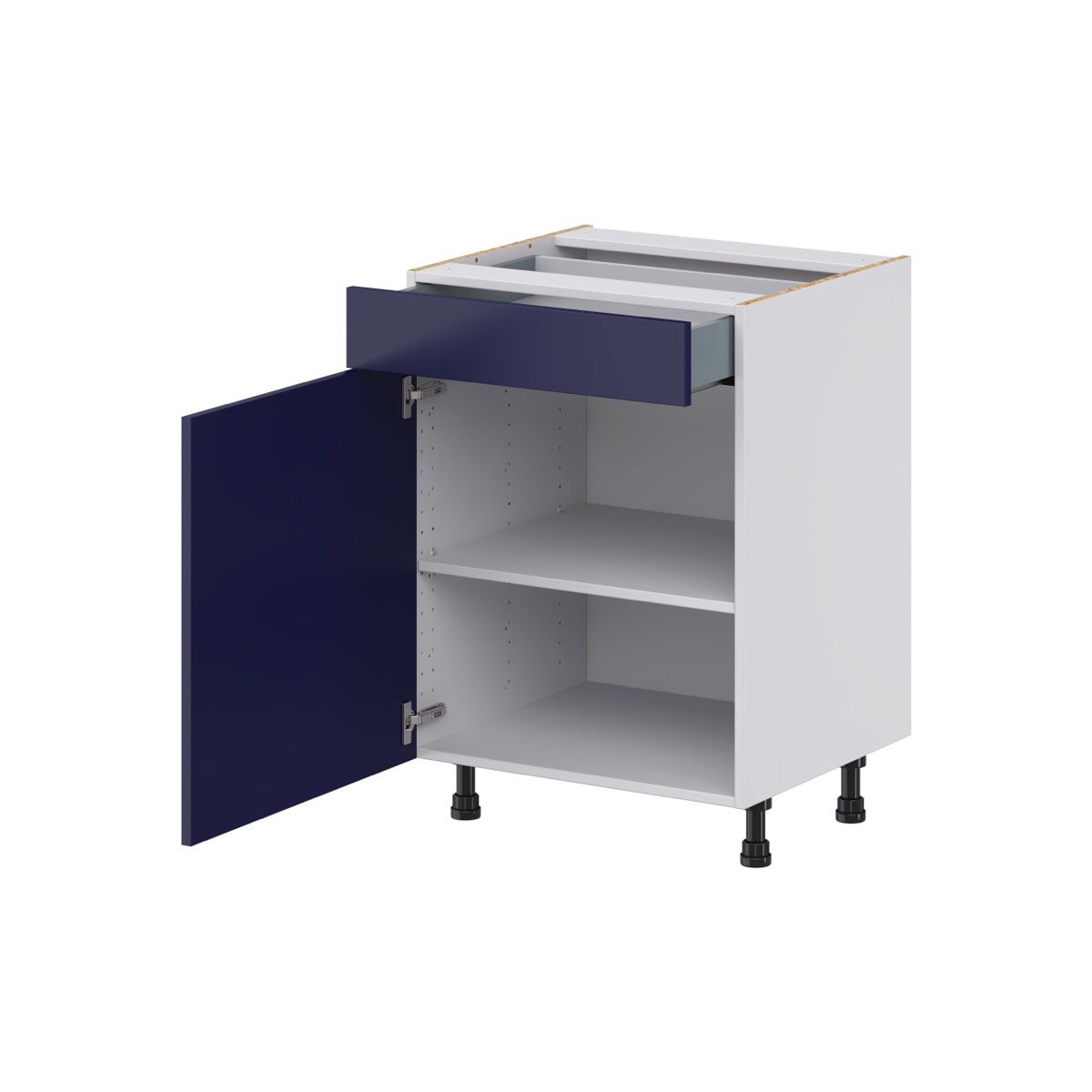 Devon Painted Blue Recessed Assembled 24 in. W x 34.5 in. H x 21 in. D Vanity 1 Drawer Base Kitchen Cabinet