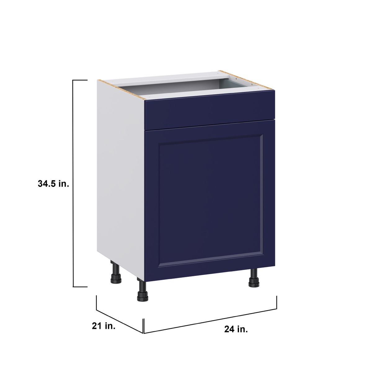 Devon Painted Blue Recessed Assembled 24 in. W x 34.5 in. H x 21 in. D Vanity 1 Drawer Base Kitchen Cabinet