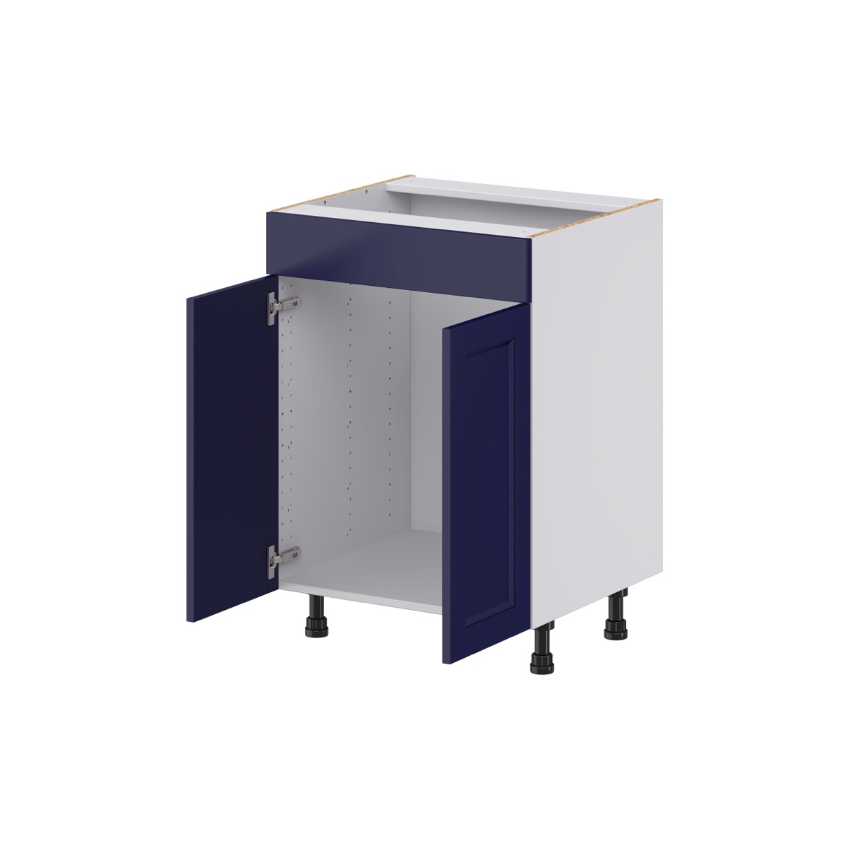 Devon Painted Blue Recessed Assembled 24 in. W x 34.5 in. H x 21 in. D Vanity False Front Sink Base Kitchen Cabinet