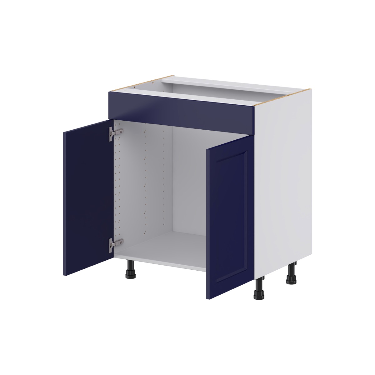 Devon Painted Blue Recessed Assembled 30 in. W x 34.5 in. H x 21 in. D Vanity False Front Sink Base Kitchen Cabinet