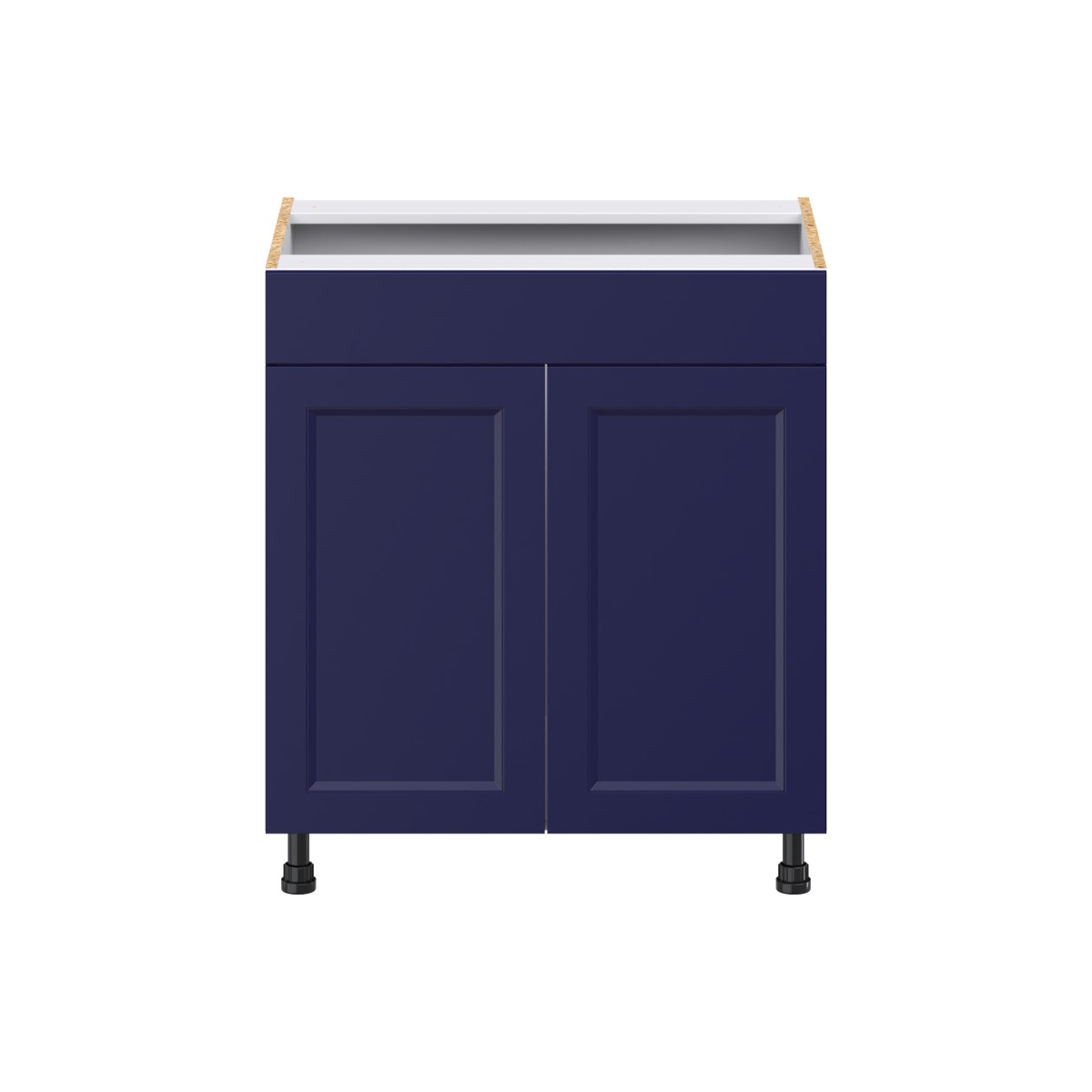Devon Painted Blue Recessed Assembled 30 in. W x 34.5 in. H x 21 in. D Vanity False Front Sink Base Kitchen Cabinet