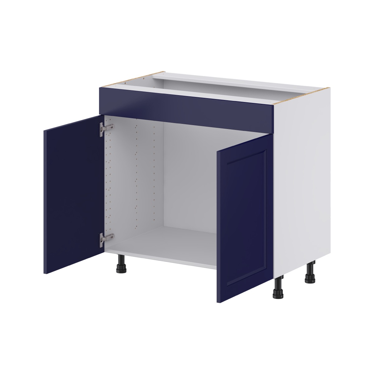Devon Painted Blue Recessed Assembled 36 in. W x 34.5 in.H x 21 in. D Vanity False Front Sink Base Kitchen Cabinet
