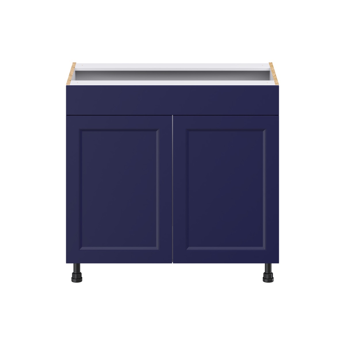 Devon Painted Blue Recessed Assembled 36 in. W x 34.5 in.H x 21 in. D Vanity False Front Sink Base Kitchen Cabinet