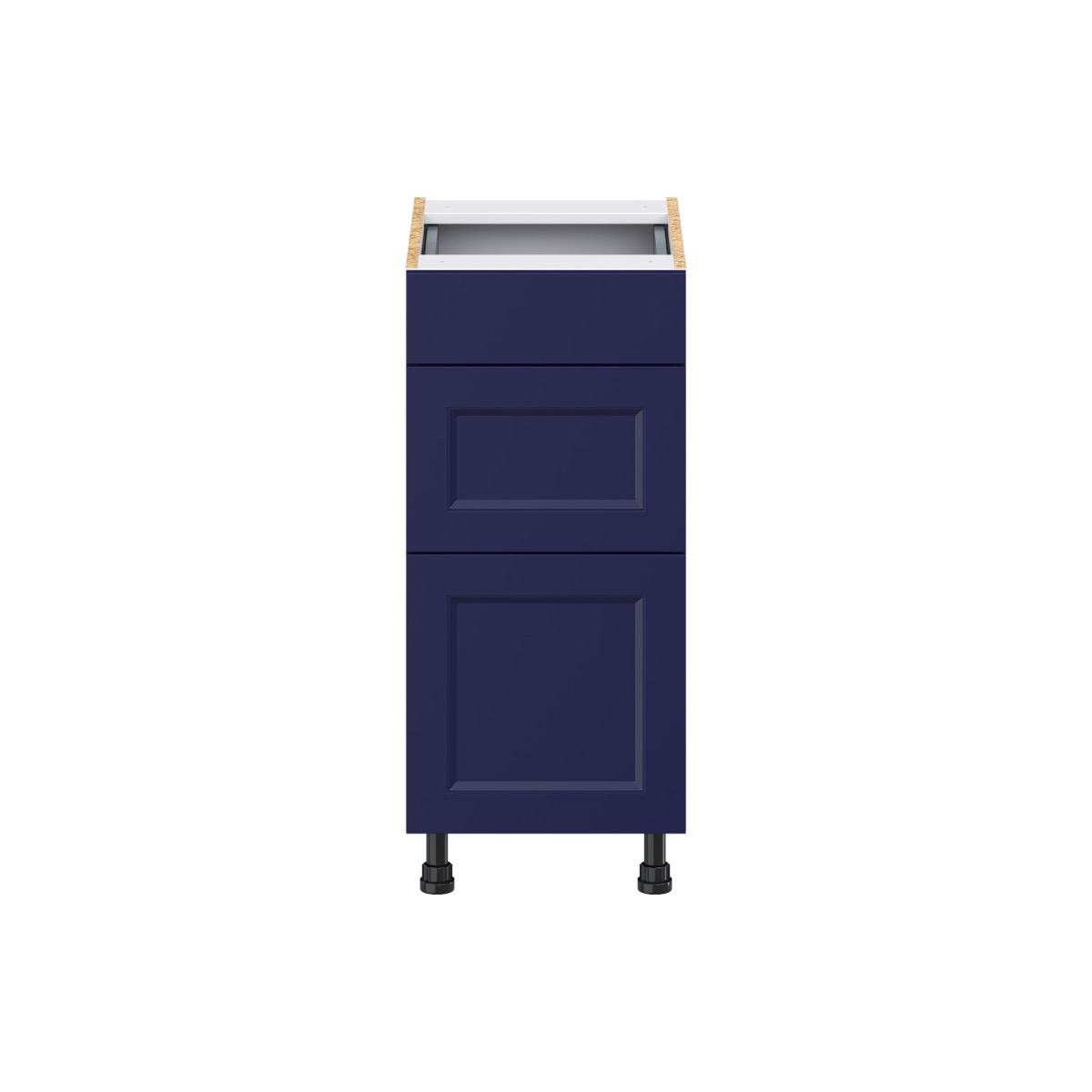 Devon Painted Blue Recessed Assembled 15 in. W x 34.5 in. H x 21 in. D Vanity 3 Drawers Base Kitchen Cabinet