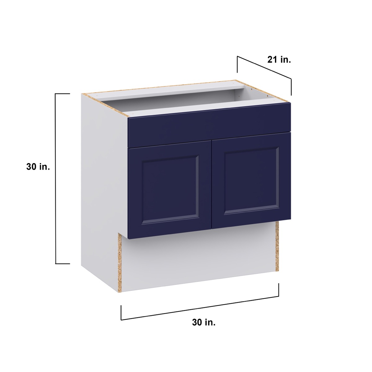 Devon Painted Blue Recessed Assembled 30 in.W x 30 in.H x 21 in.D Accessible ADA False Front Vanity Base Kitchen Cabinet