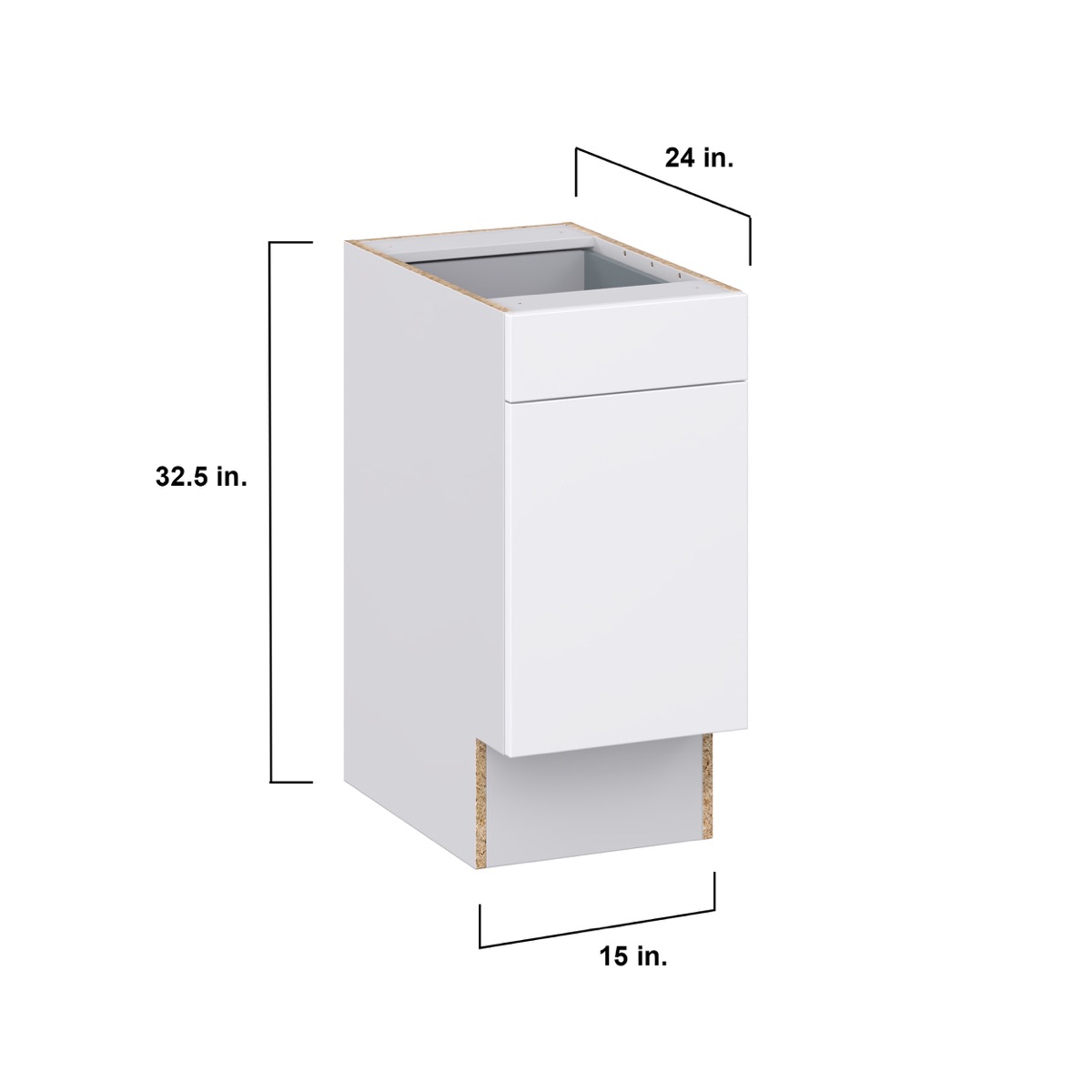 Fairhope Bright White Slab Assembled Accessible ADA Base Cabinet with 1 Drawer (15 in. W x 32.5 in. H x 23.75 in. D)