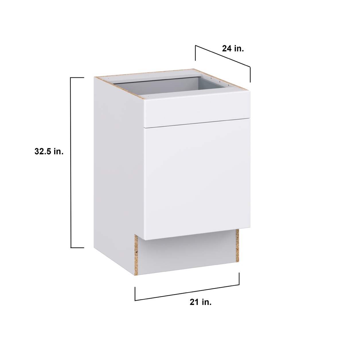 Fairhope Bright White Slab Assembled Accessible ADA Base Cabinet with 1 Drawer (21 in. W x 32.5 in. H x 23.75 in. D)