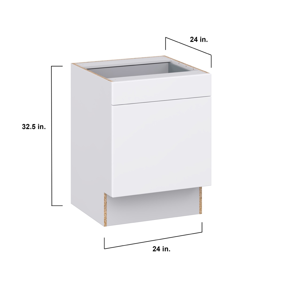Fairhope Bright White Slab Assembled Accessible ADA Base Cabinet with 1 Drawer (24 in. W x 32.5 in. H x 23.75 in. D)