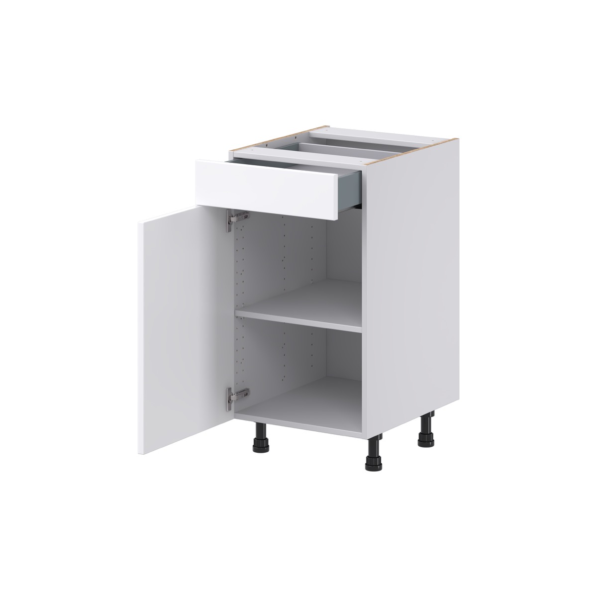 Fairhope Bright White Slab Assembled Vanity Base Cabinet with 1 Drawer (18 in. W x 34.5 in. H x 21 in. D)