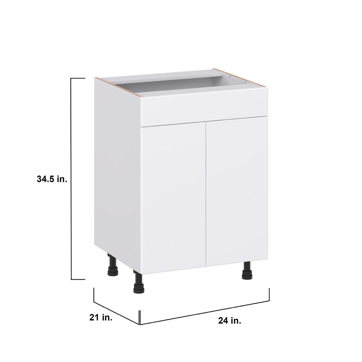 Fairhope Bright White Slab Assembled Vanity Sink Base Cabinet with False Front (24 in. W x 34.5 in. H x 21 in. D)