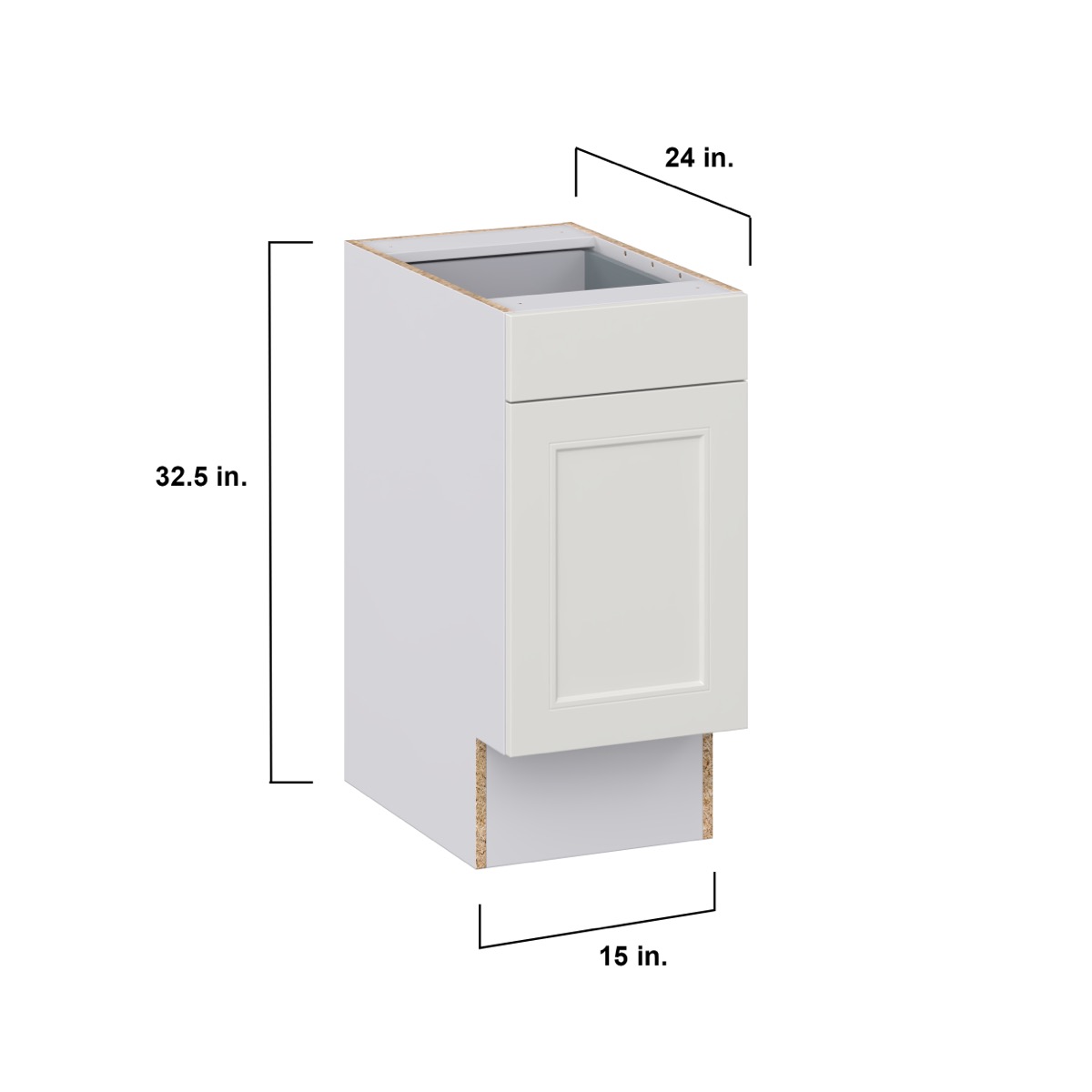 Littleton Painted Gray Recessed Assembled 15 in.W x 32.5 in.H x 23.75 in. D Accessible ADA 1 Drawer Base Kitchen Cabinet