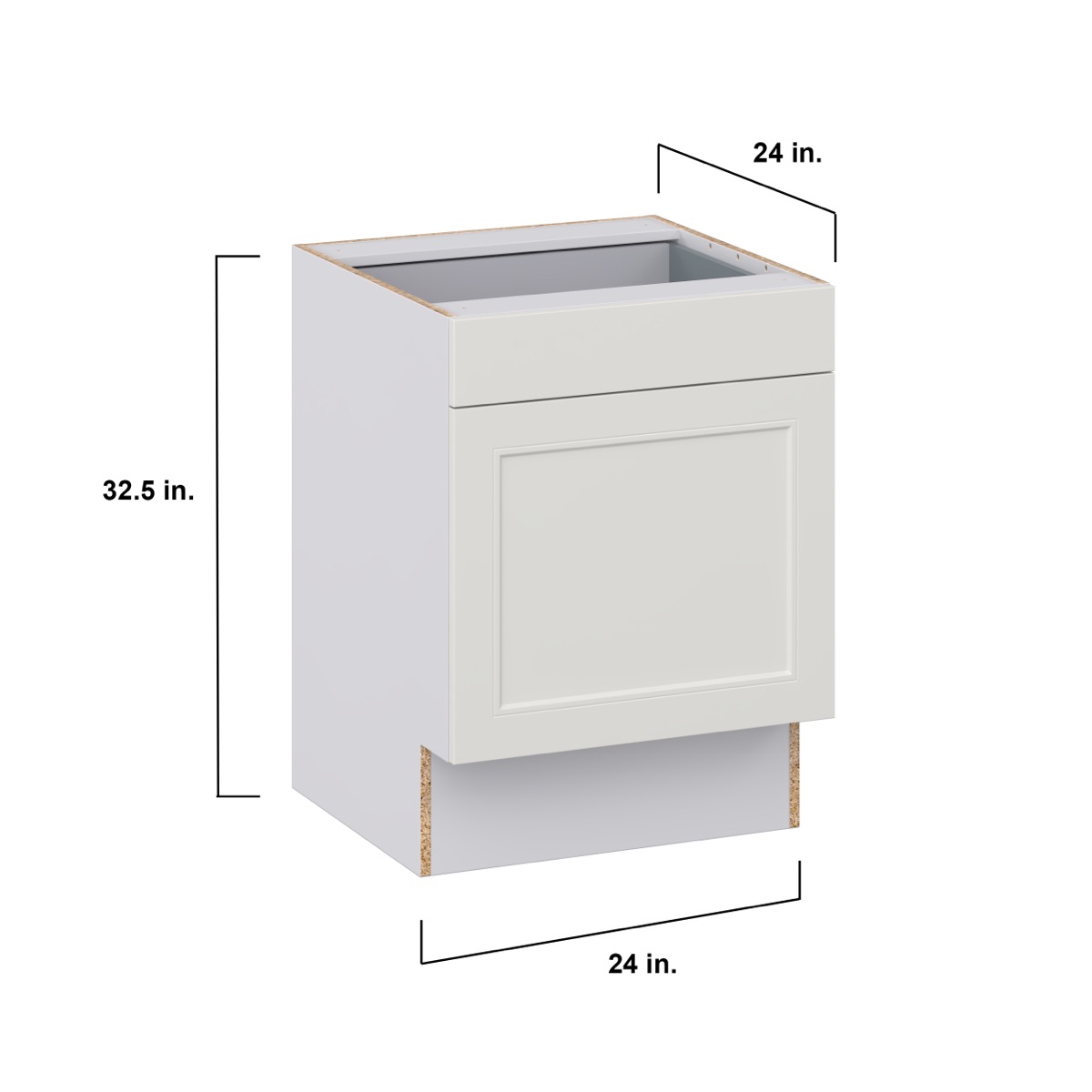 Littleton Painted Gray Recessed Assembled 24 in.W x 32.5 in.H x 23.75 in. D Accessible ADA 1 Drawer Base Kitchen Cabinet