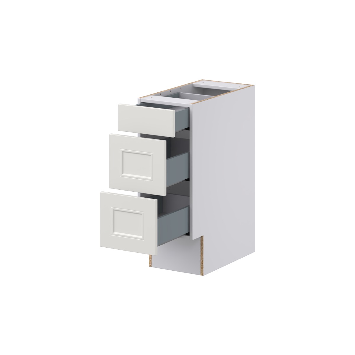Littleton Painted Gray Recessed Assembled 12 in. W x 32.5 in. H x 23.75 in. D ADA 3 Drawers Base Kitchen Cabinet