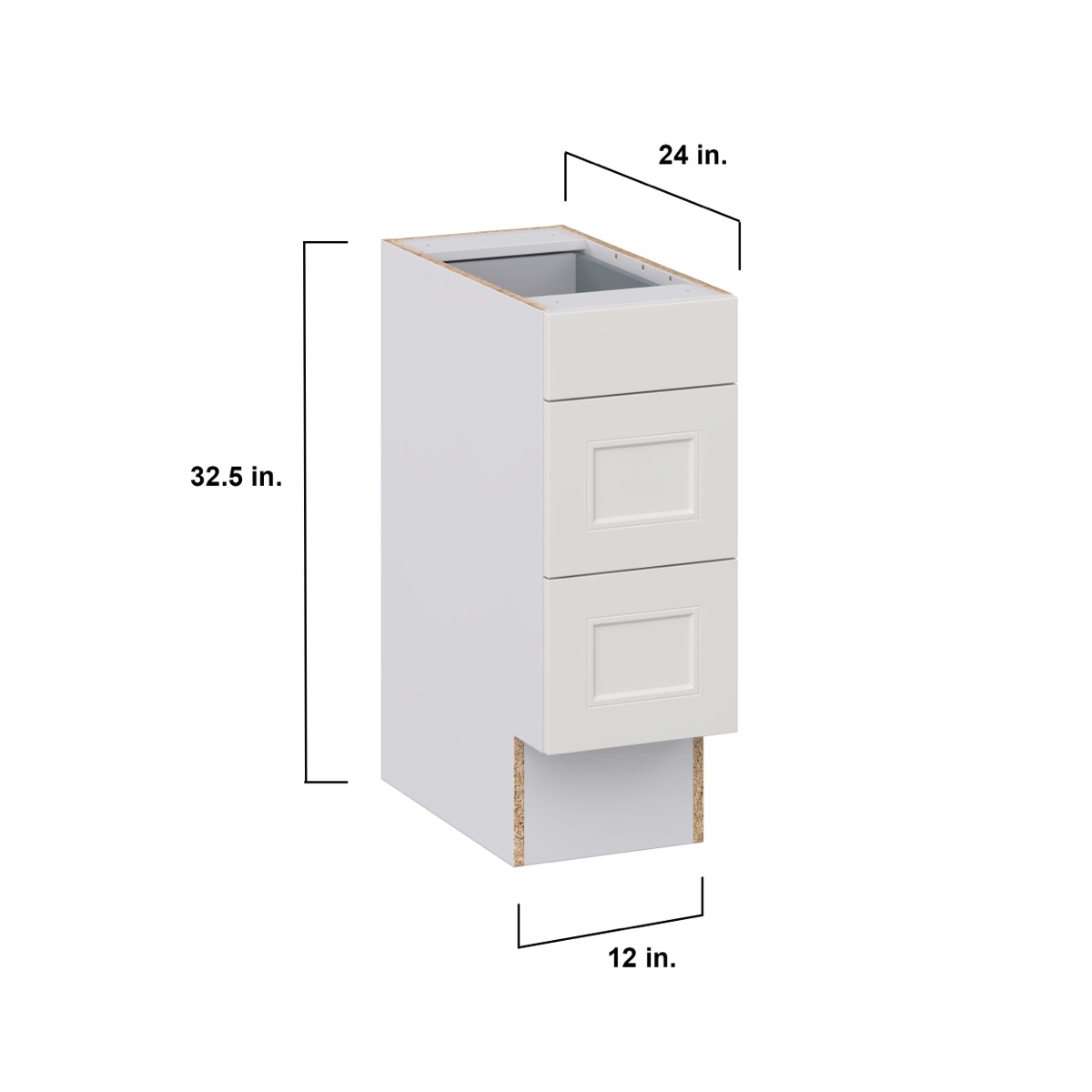 Littleton Painted Gray Recessed Assembled 12 in. W x 32.5 in. H x 23.75 in. D ADA 3 Drawers Base Kitchen Cabinet