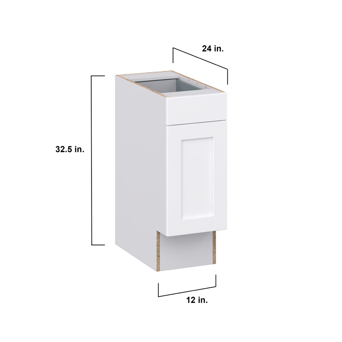 Mancos Bright White Shaker Assembled Accessible ADA Base Cabinet with 1 Drawer (12 in. W x 32.5 in. H x 23.75 in. D)