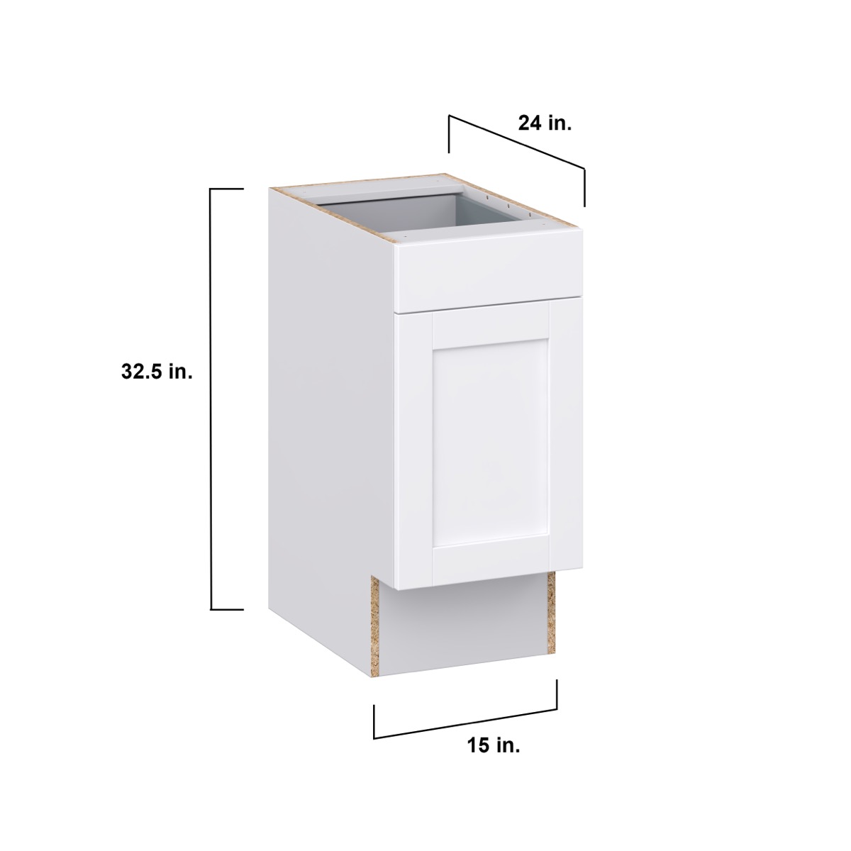 Mancos Bright White Shaker Assembled Accessible ADA Base Cabinet with 1 Drawer (15 in. W x 32.5 in. H x 23.75 in. D)