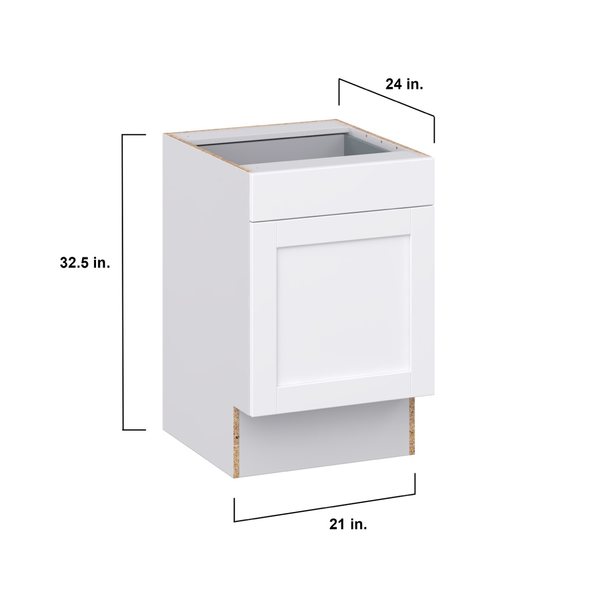 Mancos Bright White Shaker Assembled Accessible ADA Base Cabinet with 1 Drawer (21 in. W x 32.5 in. H x 23.75 in. D)