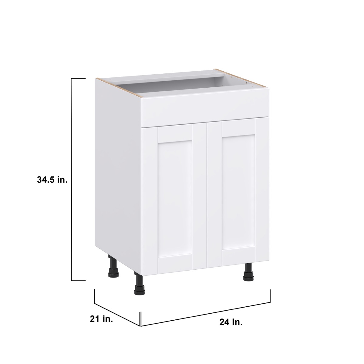 Mancos Bright White Shaker Assembled Vanity Sink Base Cabinet with False Front (24 in. W x 34.5 in. H x 21 in. D)