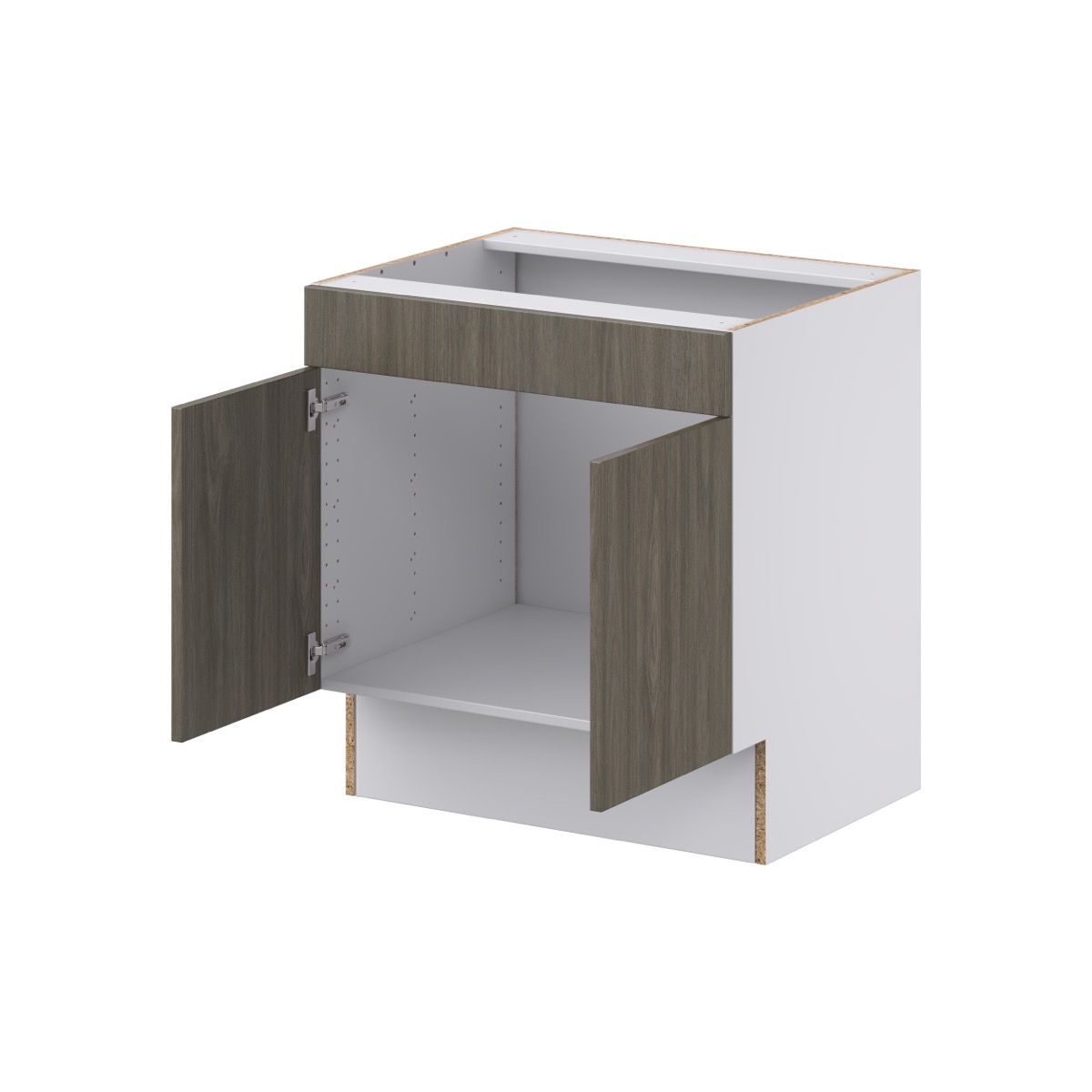 Medora Textured Slab Walnut Assembled 30 in. W x 32.5 in. H x 23.75 in. D ADA Remove Front Sink Base Kitchen Cabinet