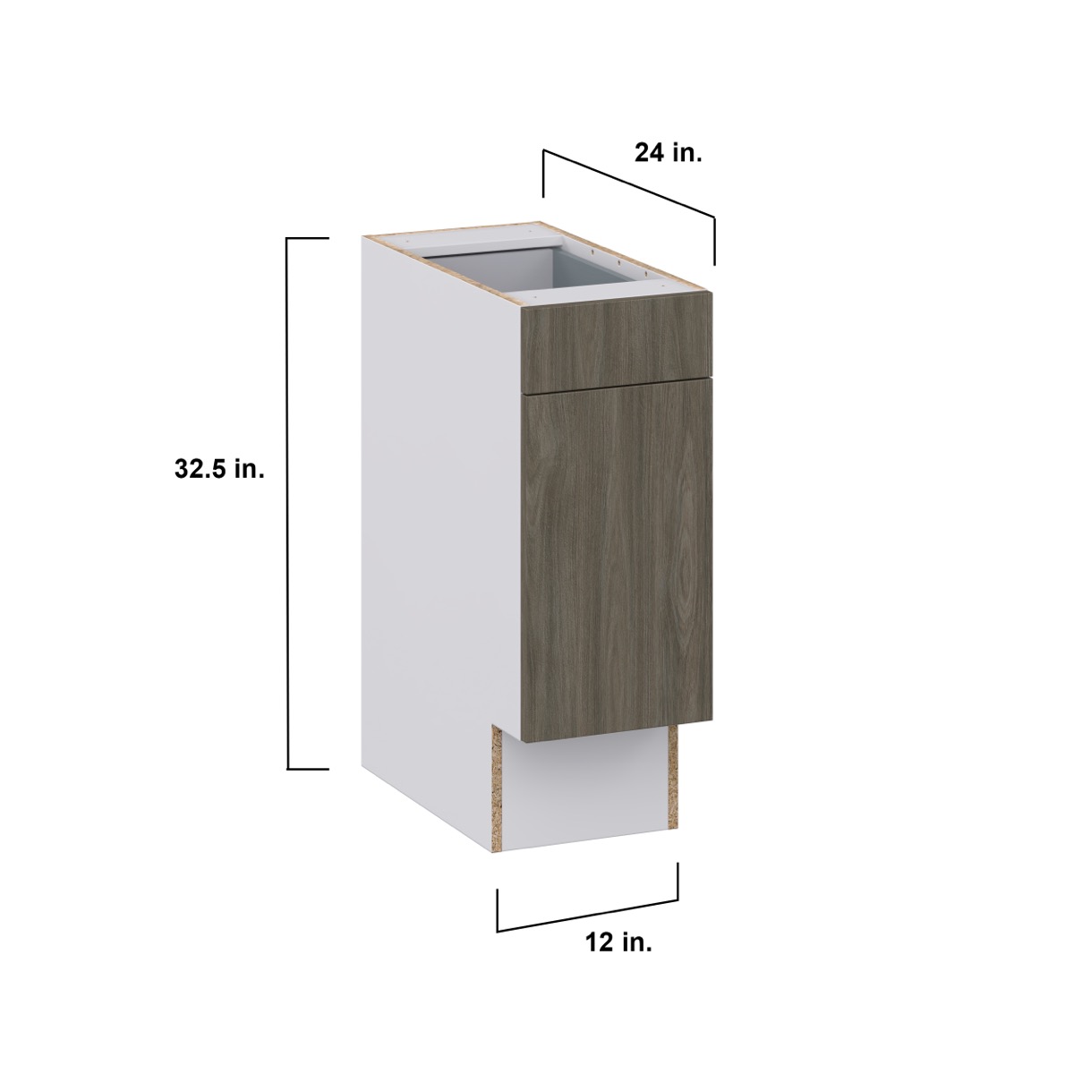 Medora Textured Slab Walnut Assembled 12 in.W x 32.5 in.H x 23.75 in.D Accessible ADA 1 Drawer Base Kitchen Cabinet