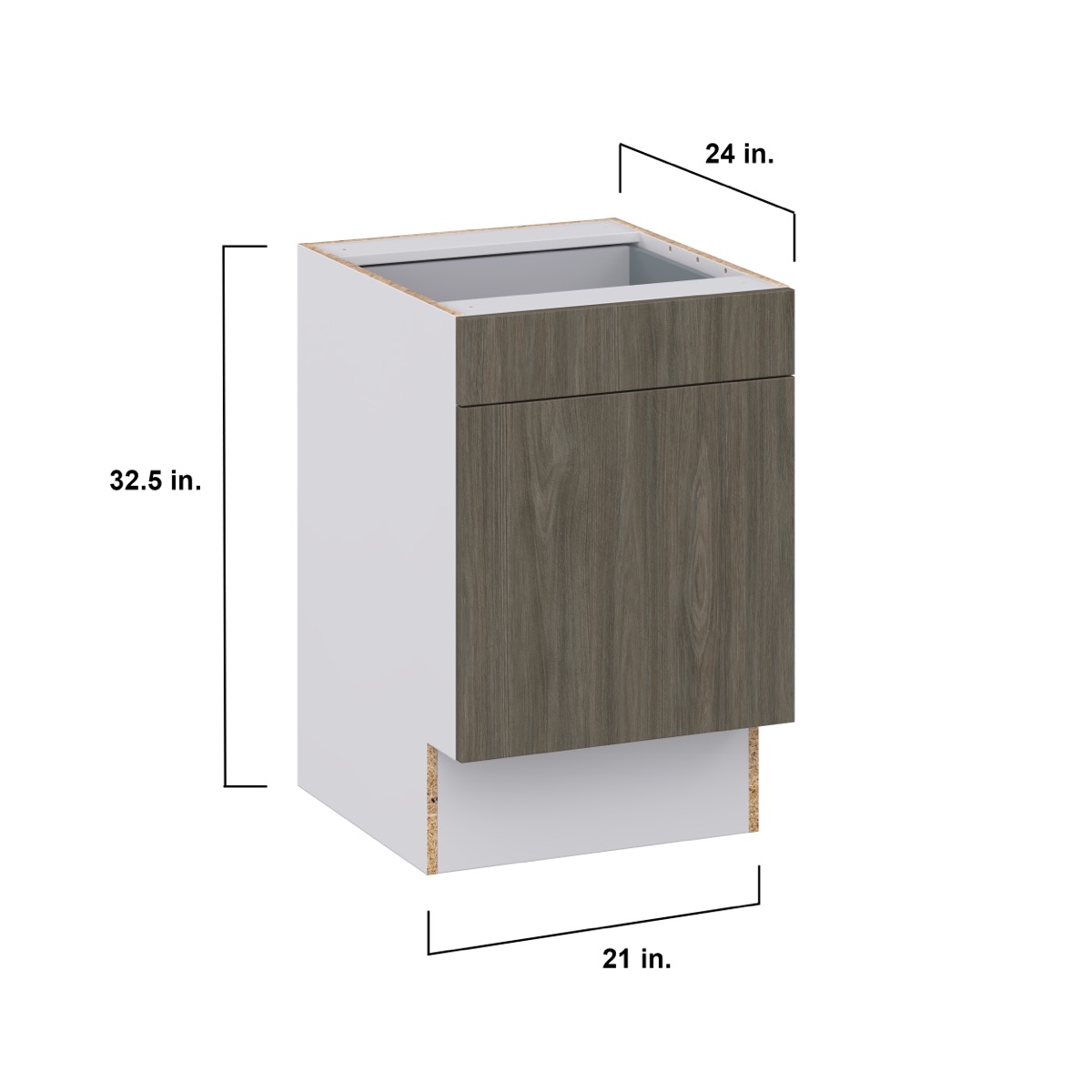 Medora Textured Slab Walnut Assembled 21 in.W x 32.5 in.H x 23.75 in.D Accessible ADA 1 Drawer Base Kitchen Cabinet