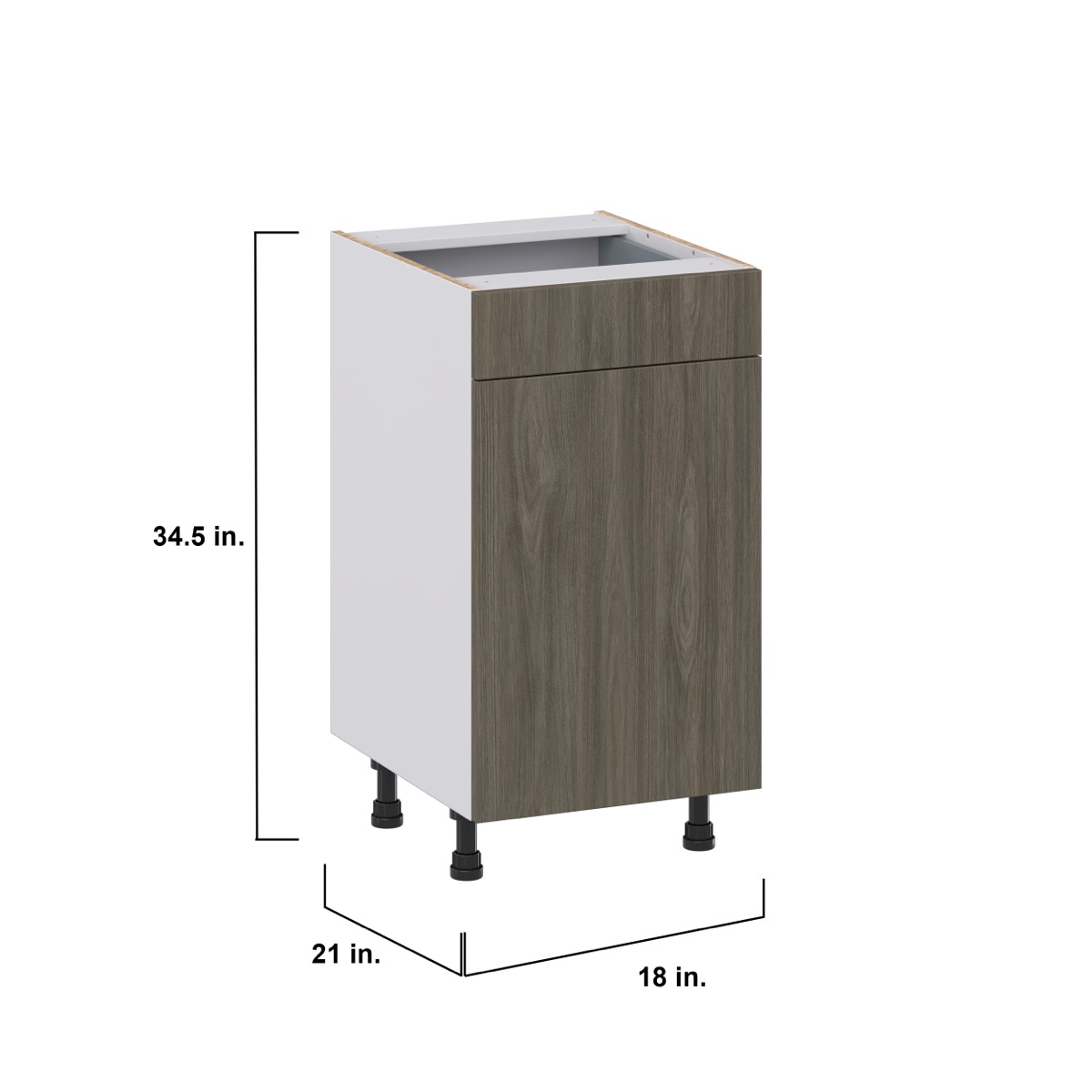 Medora Textured Slab Walnut Assembled 18 in. W x 34.5 in. H x 21 in. D Vanity 1 Drawer Base Kitchen Cabinet