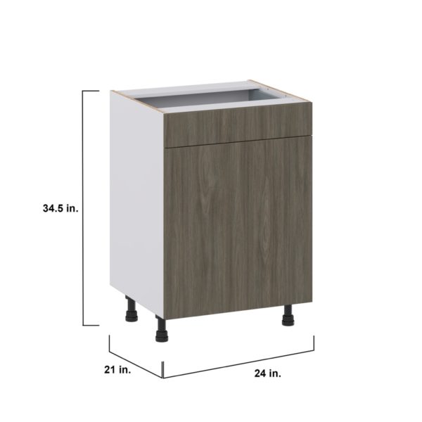J COLLECTION Medora Textured Slab Walnut Assembled 24 in. W x 34.5 in. H x 21 in. D Vanity 3 Drawers Base Kitchen Cabinet