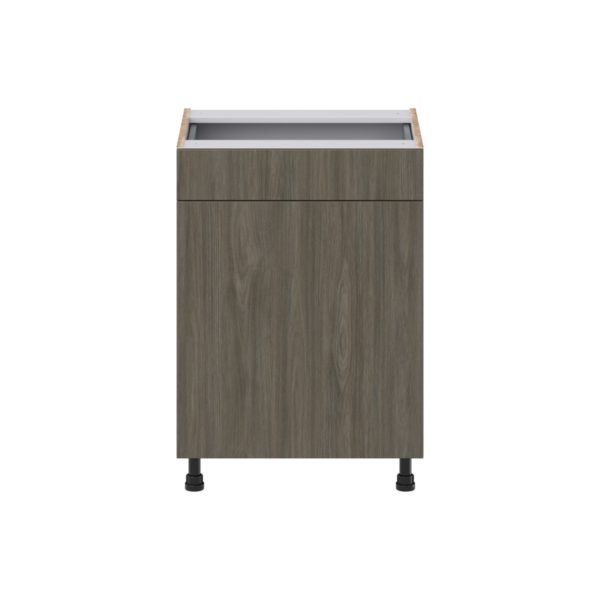 J COLLECTION Medora Textured Slab Walnut Assembled 24 in. W x 34.5 in. H x 21 in. D Vanity 3 Drawers Base Kitchen Cabinet