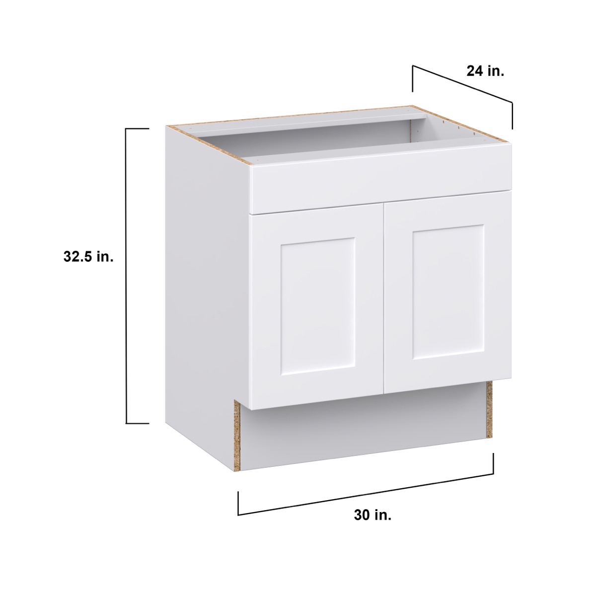 Wallace Painted Warm White Shaker Assembled 30 in. W x32.5 in. Hx 23.75 in. D ADA Remove Front Sink Base Kitchen Cabinet