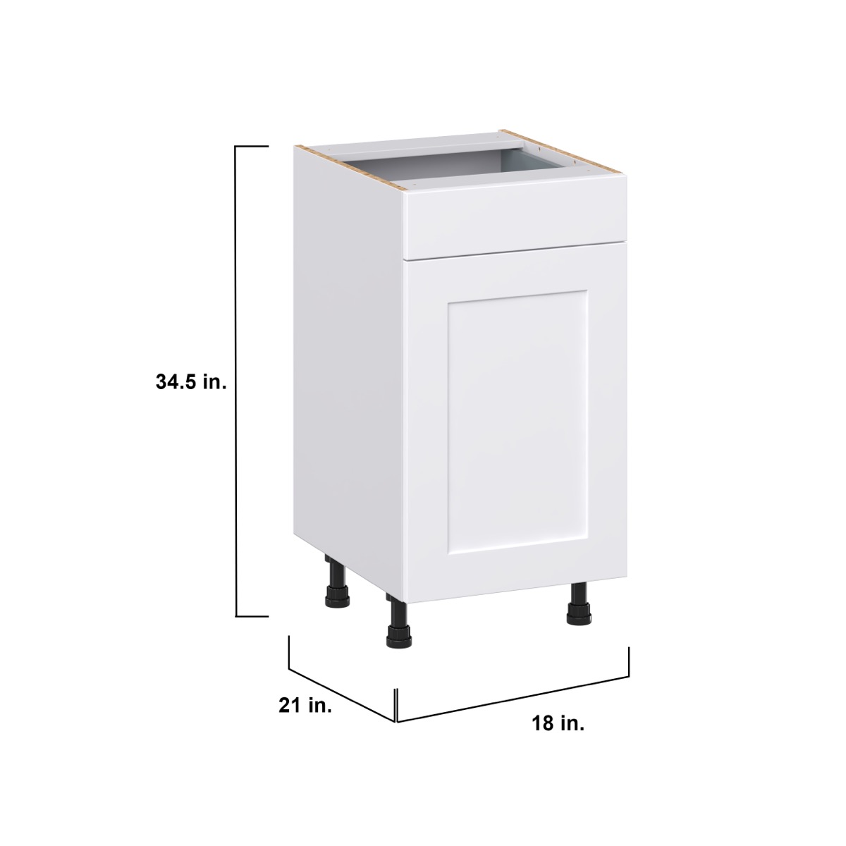 Wallace Painted Warm White Shaker Assembled 18 in. W x 34.5 in. H x 21 in. D Vanity 1 Drawer Base Kitchen Cabinet