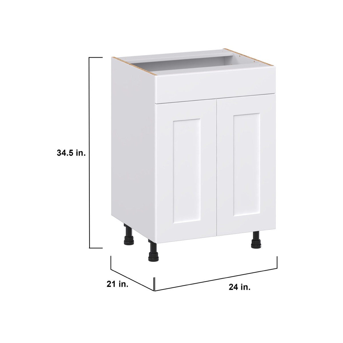 Wallace Painted Warm White Shaker Assembled 24 in.W x 34.5 in.H x 21 in.D False Front Vanity Sink Base Kitchen Cabinet