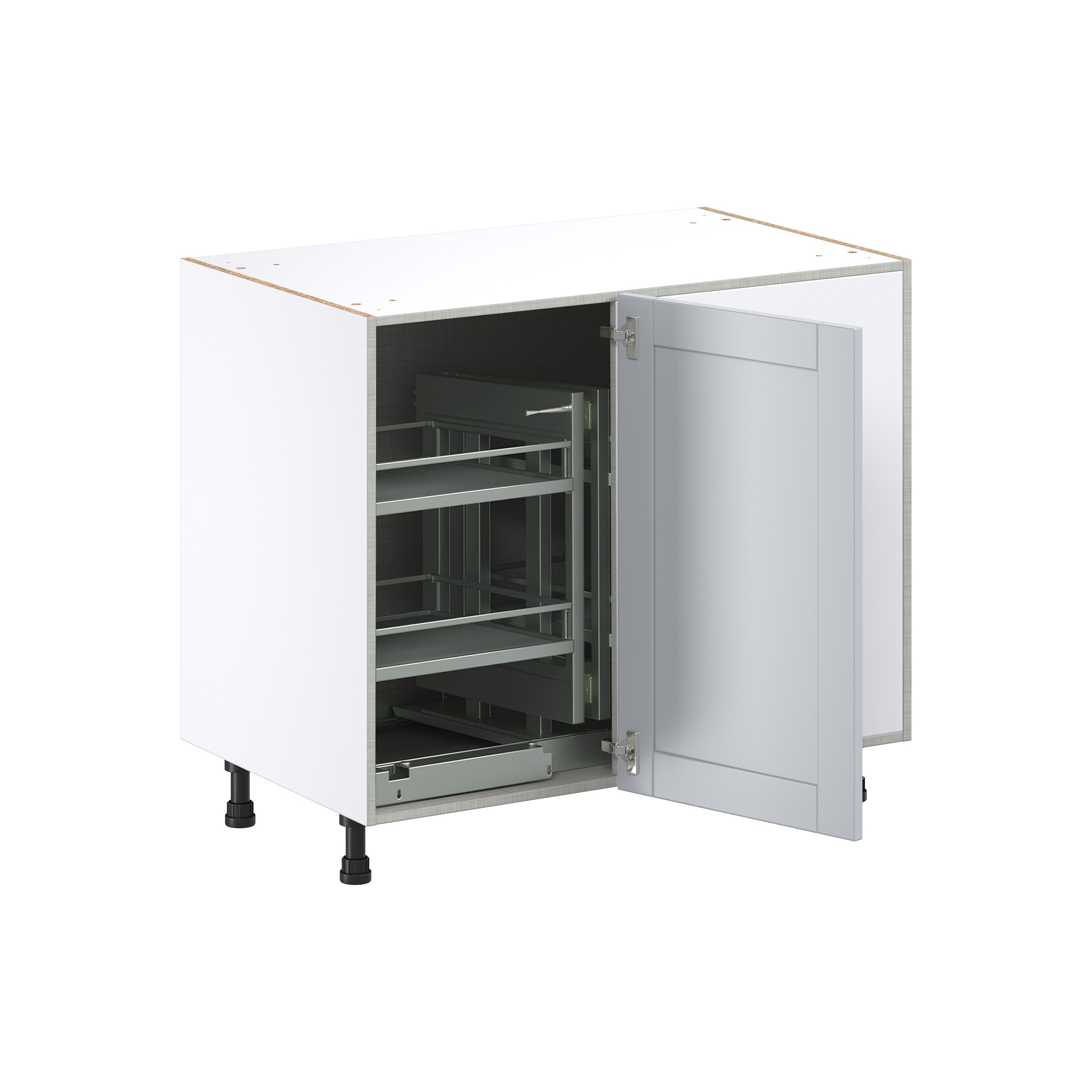 Milton 39 in. W x 24 in. D x 34.5 in. H Assembled Shaker Magick Right Blind Corner Kitchen Cabinet in Light Gray
