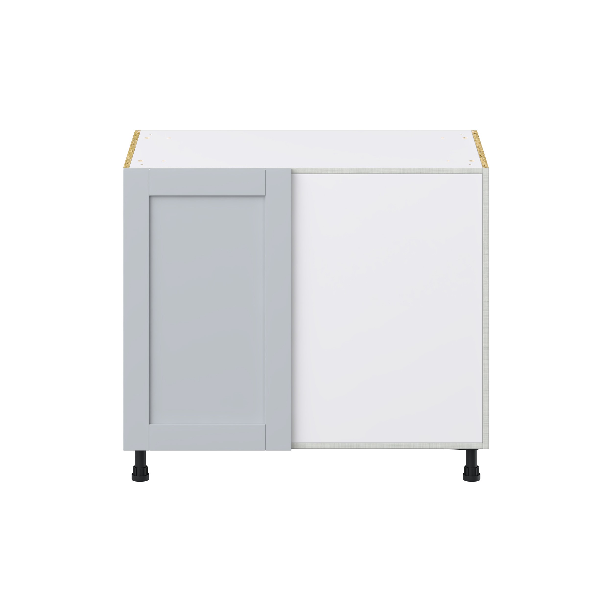 Milton 39 in. W x 24 in. D x 34.5 in. H Assembled Shaker Magick Right Blind Corner Kitchen Cabinet in Light Gray