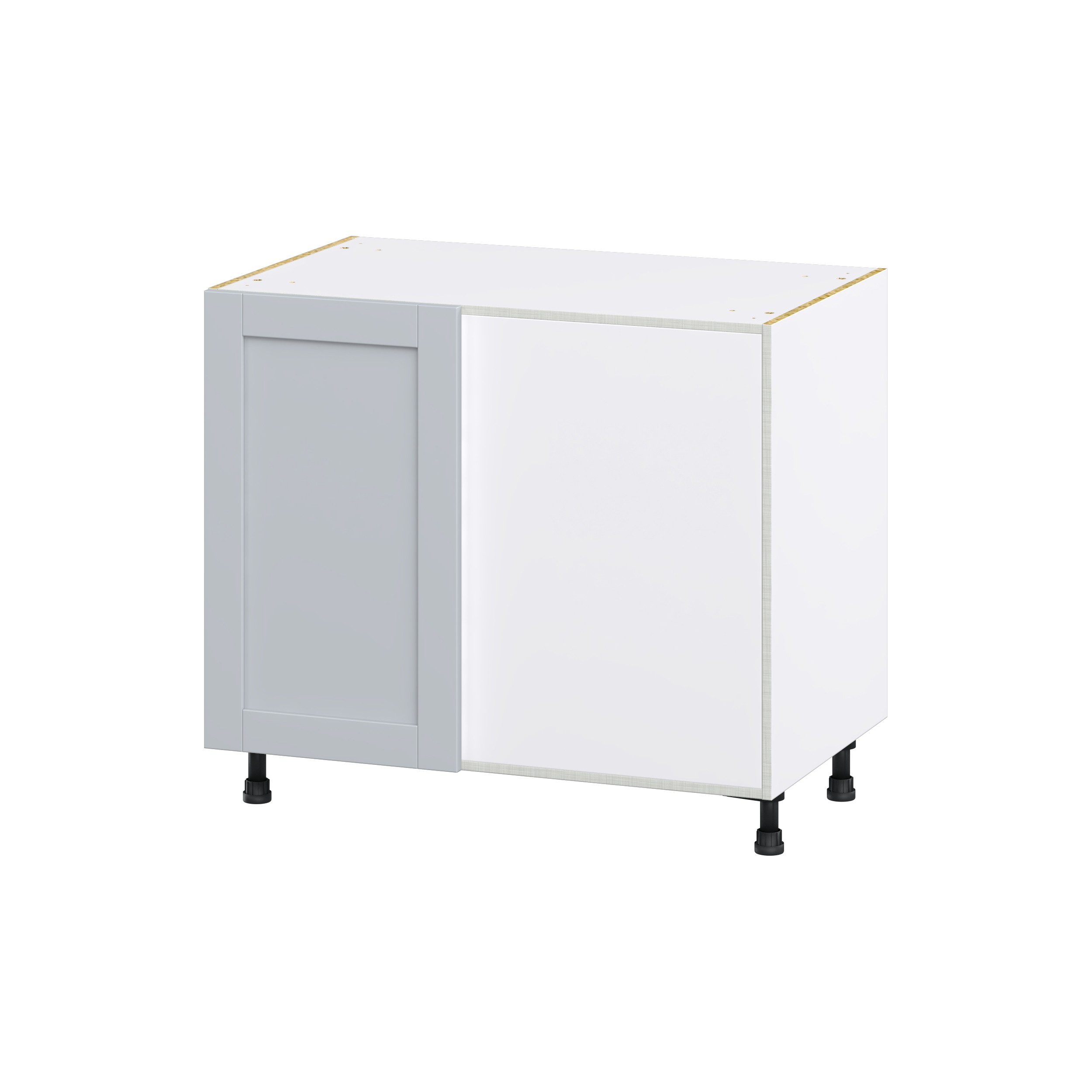 Milton 39 in. W x 24 in. D x 34.5 in. H Assembled Shaker Right Pullout Blind Corner Kitchen Cabinet in Light Gray