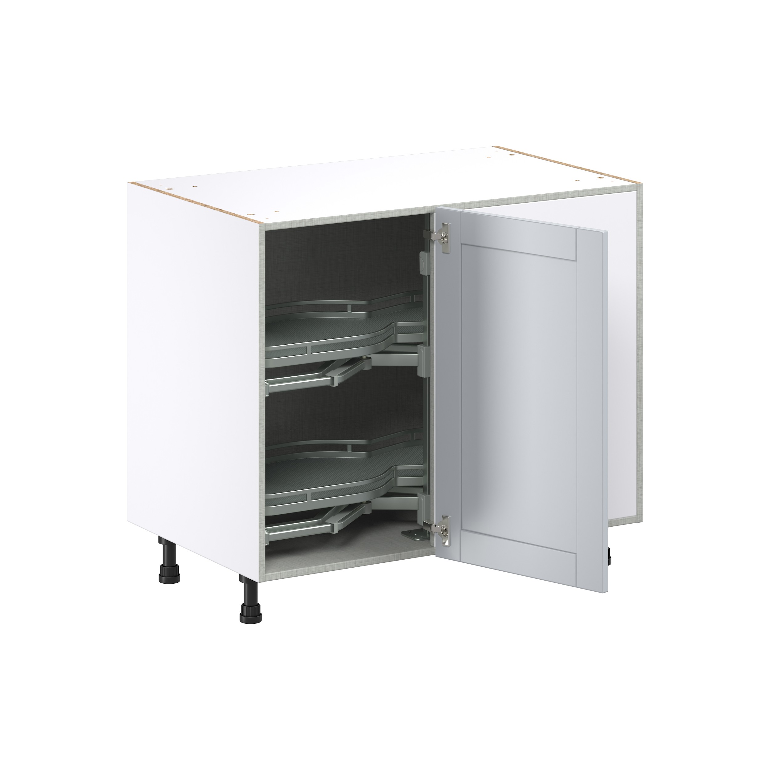 Milton 39 in. W x 24 in. D x 34.5 in. H Assembled Shaker Right Pullout Blind Corner Kitchen Cabinet in Light Gray