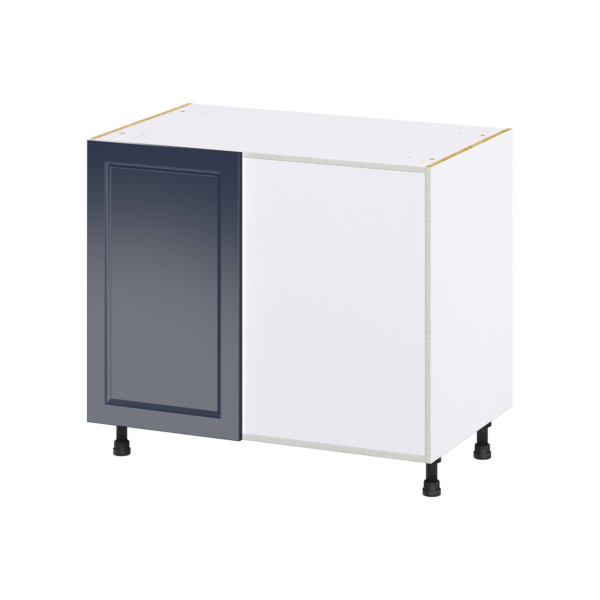 Laramie 39 in. W x 24 in. D x 34.5 in. H Assembled Right Pullout Blind Corner Kitchen Cabinet in Painted Blue