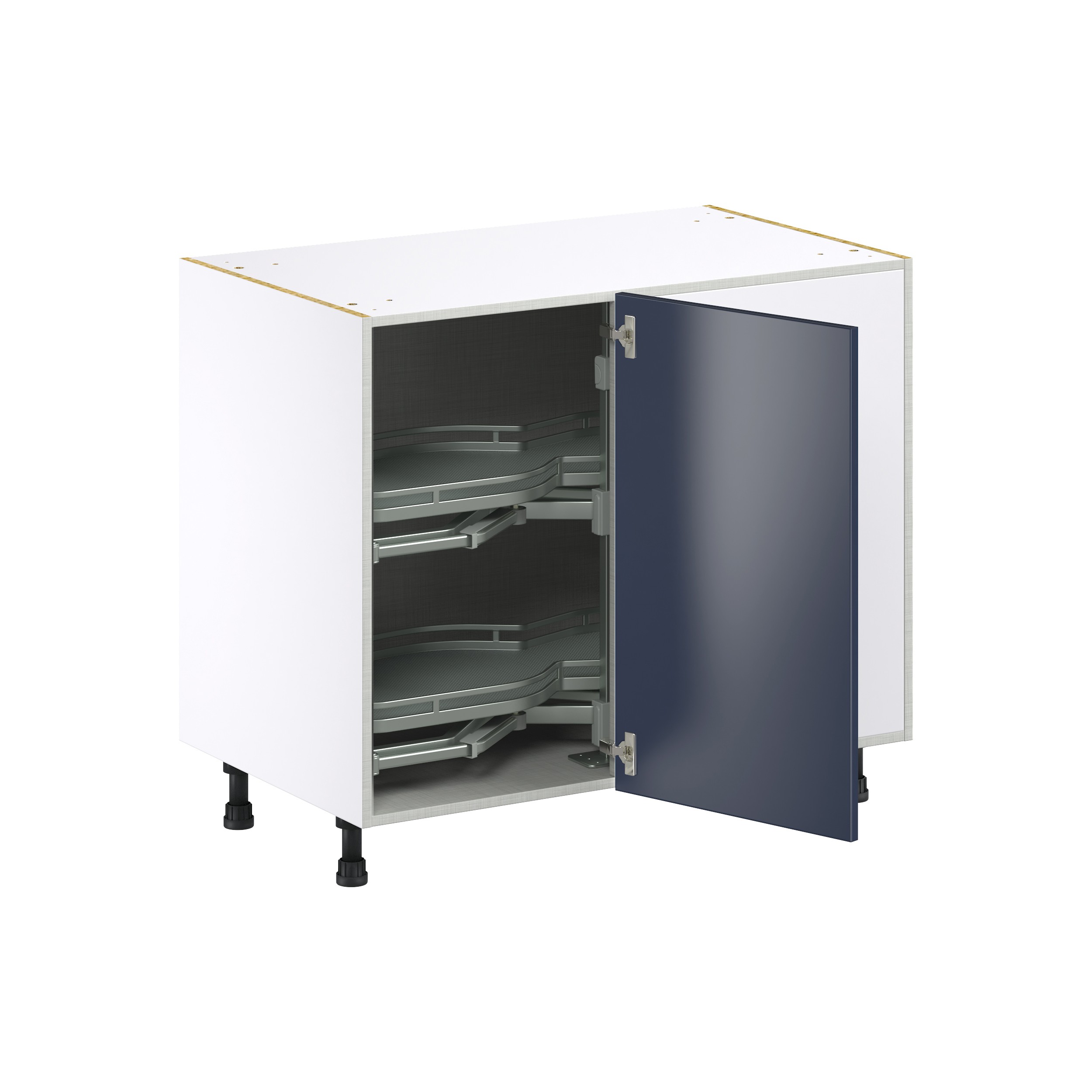 Laramie 39 in. W x 24 in. D x 34.5 in. H Assembled Right Pullout Blind Corner Kitchen Cabinet in Painted Blue