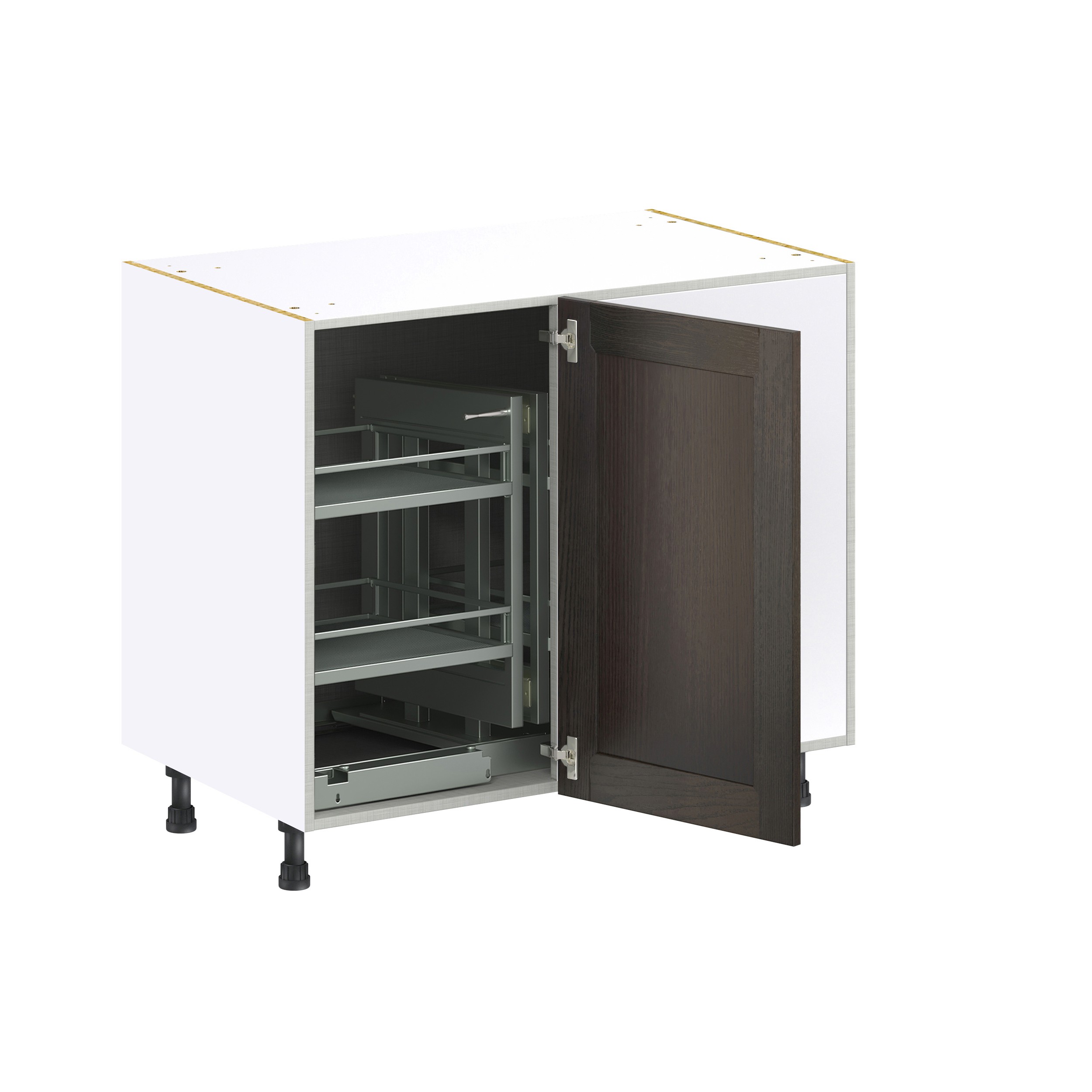 Georgetown 39 in. W x 24 in. D x 34.5 in. H Assembled Magick Right Blind Corner Kitchen Cabinet in Chestnut