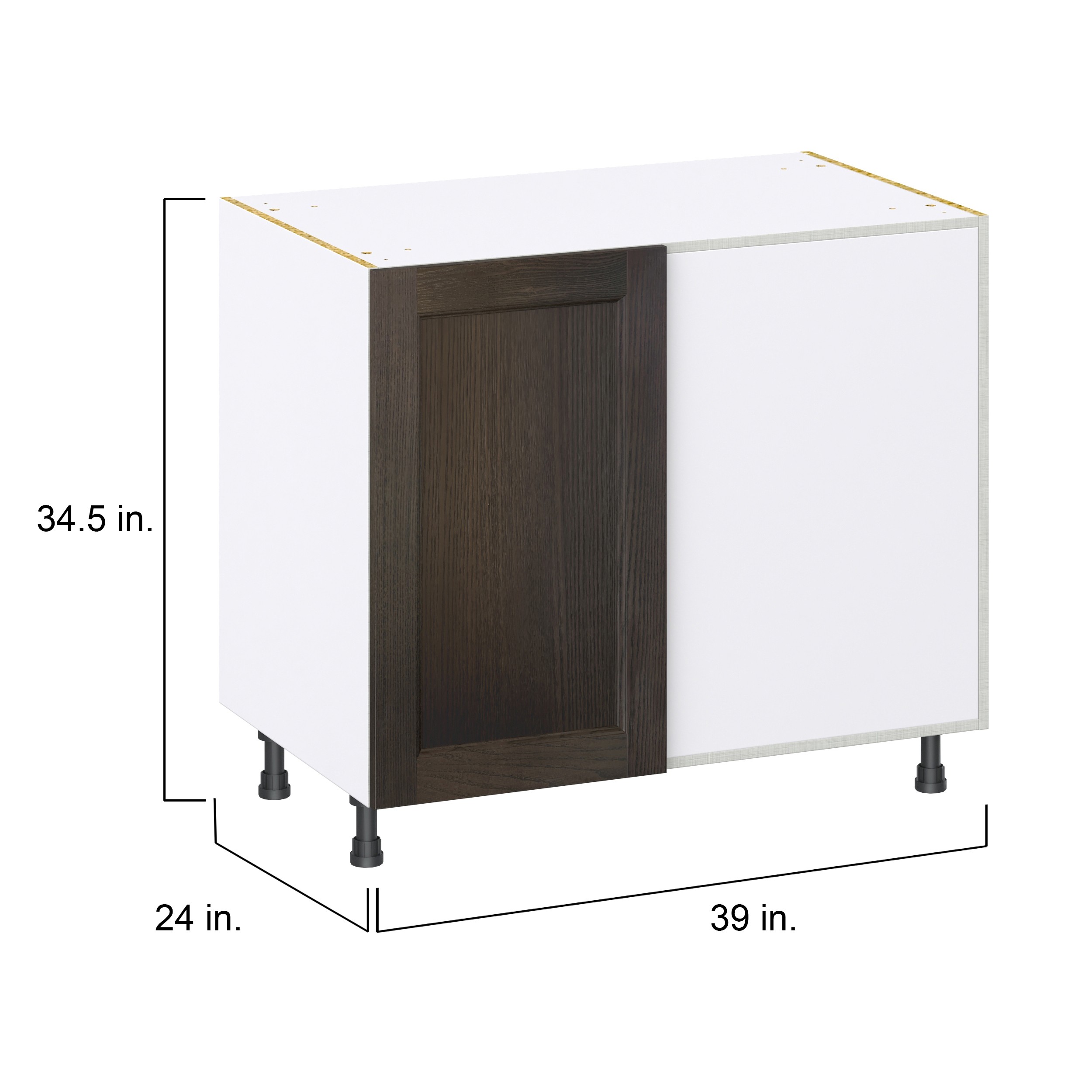 Georgetown 39 in. W x 24 in. D x 34.5 in. H Assembled Magick Right Blind Corner Kitchen Cabinet in Chestnut